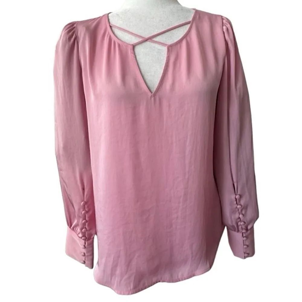 Express Pink Pullover Blouse Long Sleeve Dressy Barbiecore SZ S